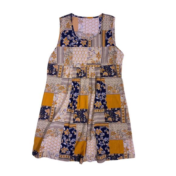 Dresses & Skirts - Patchwork Floral Spring Dress Yellow Blue Easter Cottagecore Women’s XL